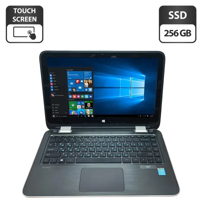 Ноутбук-трансформер Б-клас HP Pavilion x360 13-a221nd / 13.3'' (1366x768) TN Touch / Intel Core i3-5010U (2 (4) ядра по 2.1 GHz) / 4 GB DDR3 / 256 GB SSD / Intel HD Graphics 5500 / WebCam / HDMI б/в - зображення 1