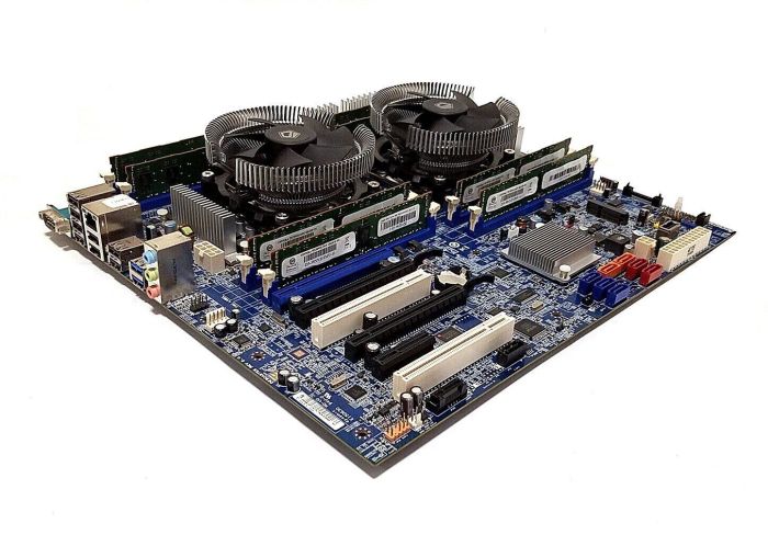 Комплект: Материнська плата Lenovo C30 / LGA2011 / 2x Intel Xeon E5-2660 v2 (10 (20) ядер по 2.2 - 3.0 GHz) / 64 GB DDR3 + 2x кулер ID-Cooling DK-01T б/в - зображення 2