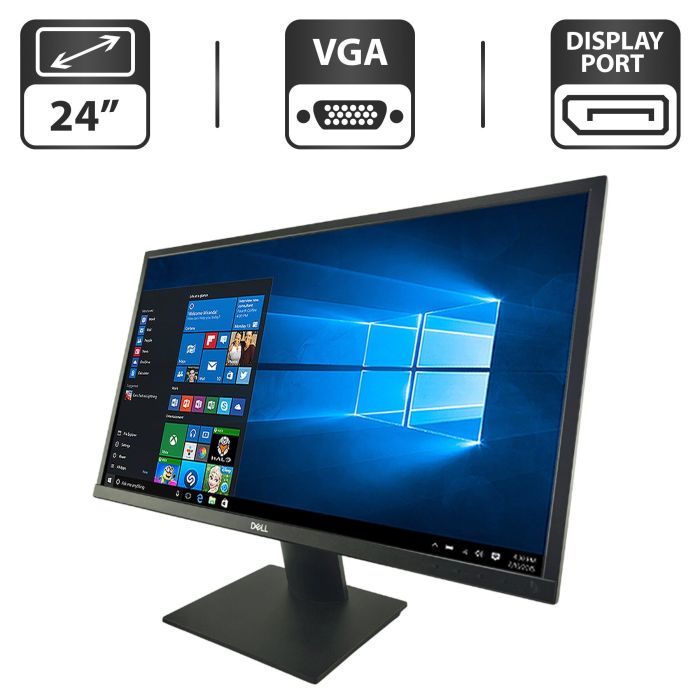 Монітор Dell E2420H / 24" (1920x1080) IPS / VGA, DisplaPort / VESA 100x100 / Кабель живлення б/в - зображення 1