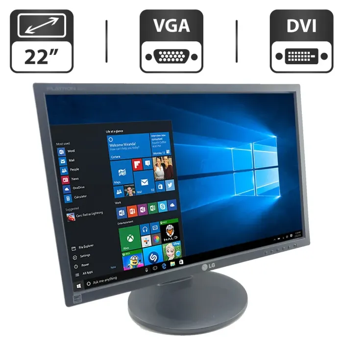Монітор LG Flatron E2210PM / 22" (1680x1080) TN / VGA, DVI, Audio / Вбудовані колонки 2x 2W / VESA 75x75 + Кабелі підключення б/в - зображення 1