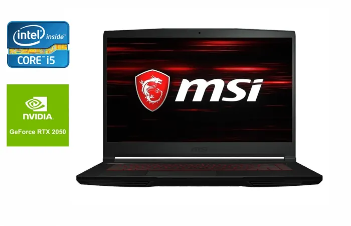 Ігровий ноутбук MSI Thin GF63 / 15.6" (1920x1080) IPS / Intel Core i5-12450H (8 (12) ядер по 3.3 - 4.4 GHz) / 16 GB DDR4 / 512 GB SSD / nVidia GeForce RTX 2050, 4 GB GDDR6, 64-bit / WebCam / Windows 10 б/в - зображення 1