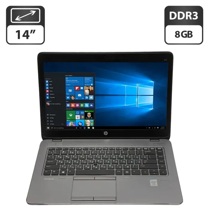 Ноутбук Б-клас HP EliteBook 840 G1 / 14" (1600x900) TN / Intel Core i5-4210U (2 (4) ядра по 1.7 - 2.7 GHz) / 8 GB DDR3 / 500 GB HDD / Intel HD Graphics 4400 / WebCam / DisplayPort / Windows 10 Pro б/в - зображення 1