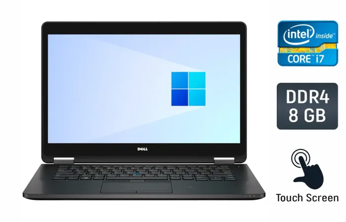 Ультрабук Dell Latitude E7470 / 14" (2560x1440) IPS Touch / Intel Core i7-6600U (2 (4) ядра по 2.6 - 3.4 GHz) / 8 GB DDR4 / 256 GB SSD / Intel HD Graphics 520 / WebCam / HDMI / Windows 10 б/в - зображення 1