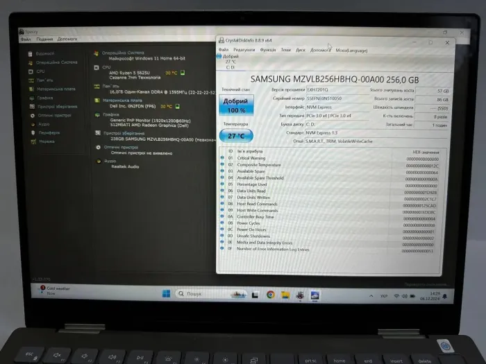 Ноутбук-трансформер Dell 7425 2-In-1 / 14" (1920x1200) IPS / AMD Ryzen 5 5625U (6 (12) ядер по 2.3 - 4.3 GHz) / 8 GB DDR4 / 256 GB SSD M.2 / AMD Radeon RX Vega 7 / WebCam б/у - зображення 7