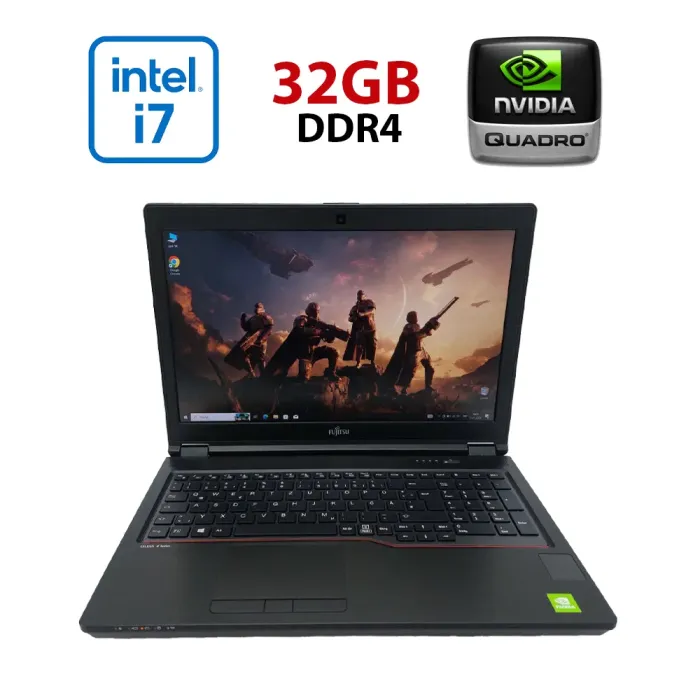 Мобільна робоча станція Fujitsu Celsius H780 / 15,6" (1920x1080) IPS / Intel Core i7-8750H (6 (12) ядер по 2,2 - 4,1 ГГц) / 32 ГБ DDR4 / 512 ГБ SSD / nVidia Quadro P600, 4 ГБ GDDR5, 128-біт / Веб-камера / Windows 11 Pro б/в - зображення 1
