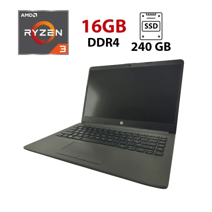 Ноутбук HP 245 G8 / 14" (1920x1080) IPS / AMD Ryzen 3 3250U (2 (4) ядра по 2.6 - 3.5 GHz) / 16 GB DDR4 / 240 GB SSD / AMD Radeon RX Vega 3 / WebCam б/в - зображення 1