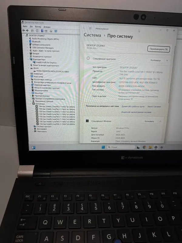 Ноутбук Toshiba Dynabook А50-J / 15.6" (1920x1080) IPS / Intel Core i7-1165G7 (4 (8) ядра по 2.8 - 4.7 GHz) / 16 GB DDR4 / 512 GB SSD / Intel Iris Xe Graphics / WebCam / Win 11 Pro б/в - зображення 6