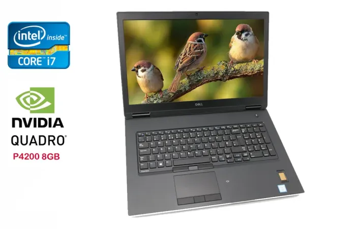 Мобільна робоча станція Dell Precision 7730 / 17.3" (1920x1080) IPS / Intel Core i7-8850H (6 (12) ядер по 2.6 - 4.3 GHz) / 32 GB DDR4 / 512 GB SSD / nVidia Quadro P4200, 8 GB GDDR5, 256-bit / TouchID / WebCam / Windows 10 б/в - зображення 1