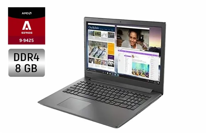 Ноутбук Б-клас Lenovo IdeaPad 130-15AST / 15.6" (1366x768) TN / AMD A9-9425 (2 ядра по 3.1 - 3.7 GHz) / 8 GB DDR4 / 240 GB SSD / AMD Radeon R5 Graphics / WebCam / Windows 10 б/в - зображення 1