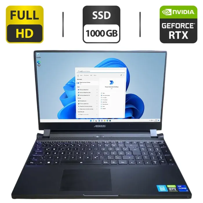 Ігровий ноутбук Gigabyte Aorus 5 / 15.6" (1920x1080) IPS / Intel Core i7-12800H (14 (20) ядер по 3.7 - 4.8 GHz) / 32 GB DDR4 / 1000 GB SSD / nVidia GeForce RTX 3070, 8 GB GDDR6, 256-bit / WebCam б/в - зображення 1