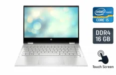 Ноутбук-трансформер Б-клас HP Pavilion x360m 14m-dw / 14" (1920x1080) IPS Touch / Intel Core i5-1035G1 (4 (8) ядра по 1.0 - 3.6 GHz) / 16 GB DDR4 / 480 GB SSD / Intel UHD Graphics / WebCam / TouchID / Windows 10 б/в