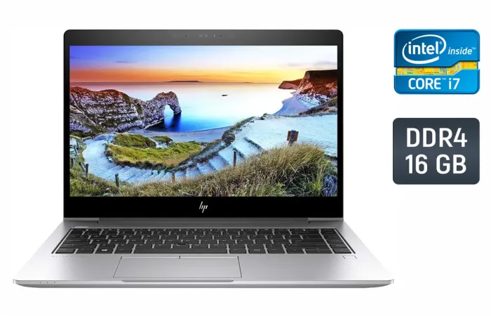 Ультрабук HP EliteBook 840 G5 / 14" (1920x1080) IPS / Intel Core i7-8650U (4 (8) ядра по 1.9 - 4.2 GHz) / 16 GB DDR4 / 480 GB SSD / Intel UHD Graphics 620 / WebCam / TouchID / Windows 10 б/в - зображення 1