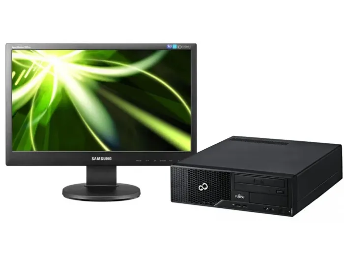 Комплект ПК: Fujitsu Esprimo E500 E85+ SFF/Intel Core i3-2100 (2(4) ядра по 3.1 GHz)/8 GB DDR3/250 GB HDD/Intel HD Graphics 2000/DVD-ROM+ Монітор 19" (1366x768) TN /1x VGA/VESA 75x75 б/в - зображення 1