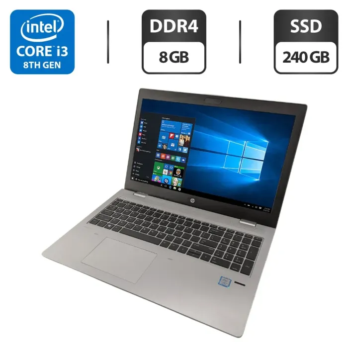 Ноутбук HP ProBook 650 G4 / 15.6" (1920x1080) IPS / Intel Core i3-8130U (2 (4) ядра по 2.2 - 3.4 GHz) / 8 GB DDR4 / 240 GB SSD / Intel HD Graphics 620 / WebCam б/в - зображення 1