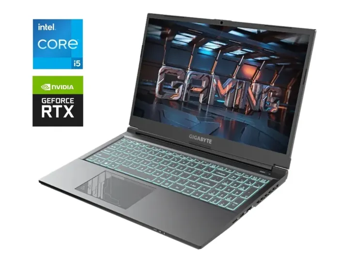 Ігровий ноутбук Gigabyte G5 MF / 15.6" (1920x1080) IPS / Intel Core i5-12500H (12 (16) ядер по 3.3 - 4.5 GHz) / 16 GB DDR4 / 512 GB SSD M.2 / nVidia GeForce RTX 4050, 6 GB GDDR6, 96-bit / WebCam / Win 11 Home б/в - зображення 1