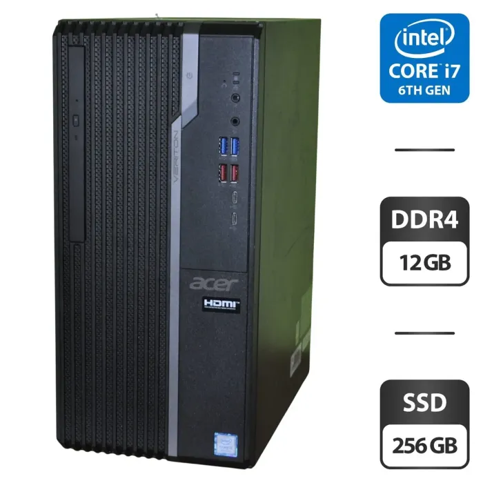 Комп'ютер Б-класу Acer Veriton S4660G Tower / Intel Core i5-8400 (6 ядер по 2,8 - 4,0 ГГц) / 12 ГБ DDR4 / 256 ГБ SSD / Intel UHD Graphics 630 / Windows 11 Pro б/в - зображення 1