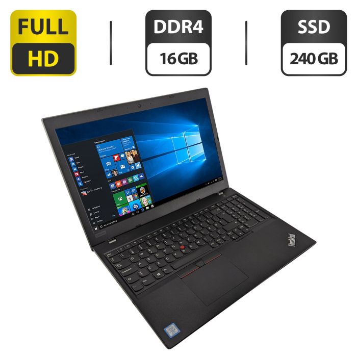 Ноутбук Lenovo ThinkPad L580 / 15.6" (1920x1080) IPS / Intel Core i5-8250U (4 (8) ядра по 1.6 - 3.4 GHz) / 16 GB DDR4 / 240 GB SSD M.2 / Intel UHD Grphics 620 / WebCam б/в - зображення 1