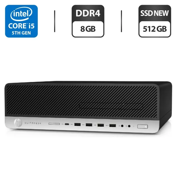 Комп'ютер HP EliteDesk 800 G3 SFF / Intel Core i5-6500 (4 ядра по 3.2-3.6 GHz) / 8GB DDR4 / 512GB SSD NEW / HD Graphics 530 / DisplayPort б/в - зображення 1