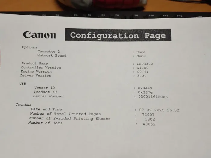 Принтер Canon i-SENSYS LBP3300 / Лазерний монохромний друк / 600 x 600 dpi / A4 / 21 стор/хв / USB 2.0 / Дуплекс б/в - зображення 4