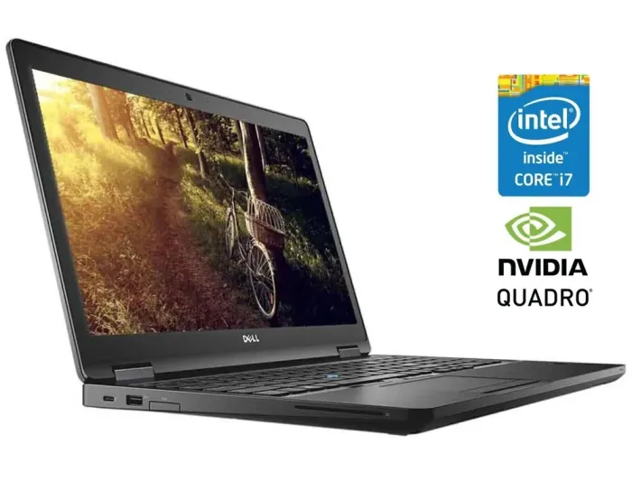 Мобільна робоча станція Dell Precision 3520 / 15.6" (1366x768) TN / Intel Core i7-7700HQ (4 (8) ядра по 2.8 - 3.8 GHz) / 32 GB DDR4 / 256 GB SSD M.2 / nVidia Quadro M620, 2 GB GDDR5, 128-bit / WebCam / Win 10 Pro б/в - зображення 1