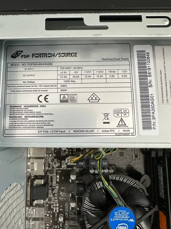 Комп'ютер Bluechip Tower / Intel Core i3-6100 (2 (4) ядра по 3.7 GHz) / 8 GB DDR3 / 500 GB HDD / HD Graphics 530 / DVD-ROM / VGA б/в - зображення 6