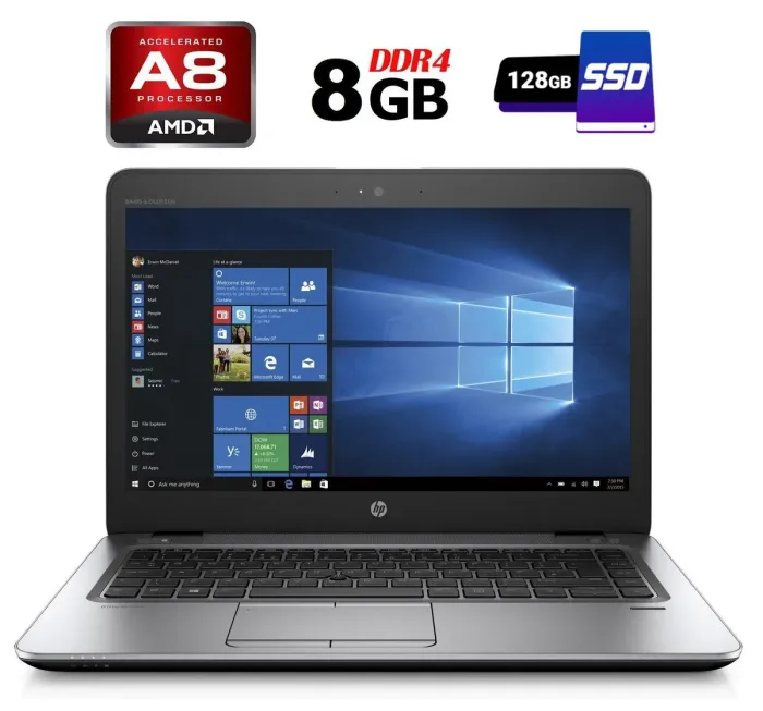 Ультрабук HP EliteBook mt43 / 14" (1920x1080) TN / AMD Pro A8-9600B (4 ядра по 2.4 - 3.3 GHz) / 8 GB DDR4 / 128 GB SSD / AMD Radeon R5 Graphics / WebCam / DisplayPort / 4G LTE б/в - зображення 1