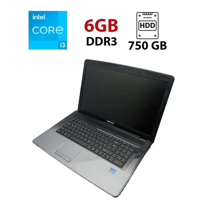 Ноутбук Acer Medion E7222 / 17.3" (1600x900) TN / Intel Core i3-2370M (2 (4) ядра по 2.4 GHz) / 6 GB DDR3 / 750 GB HDD / Intel HD Graphics 3000 / WebCam б/в - зображення 1
