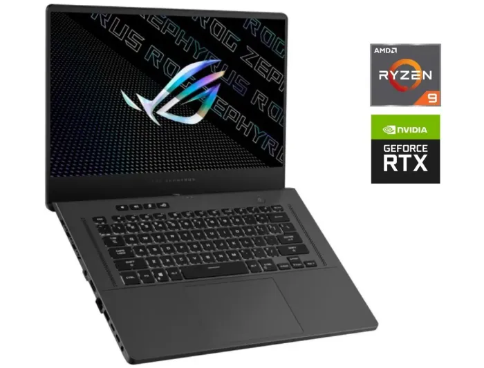 Ігровий ноутбук Asus ROG Zephyrus GA503RM / 15.6" (2560x1440) IPS / AMD Ryzen 9 6900HS (8 (16) ядер по 3.3 - 4.9 GHz) / 16 GB DDR5 / 512 GB SSD NVMe / nVidia GeForce RTX 3060, 6 GB GDDR6, 192-bit / WebCam б/в - зображення 1