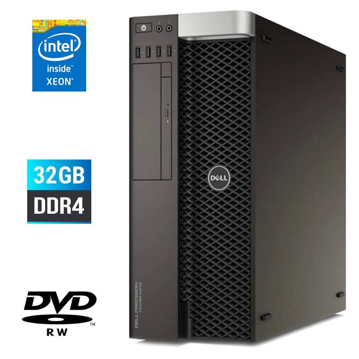Системний блок Dell Precision 5810 Tower / Intel Xeon E5-1630 v4 (4 (8) ядра по 3,7 - 4,0 ГГц) / 32 ГБ DDR4 ECC / без HDD / без відео / 685 Вт / DVD-RW б/в - зображення 1
