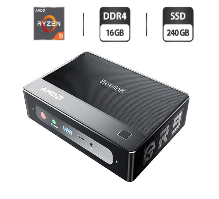 Неттоп Beelink GR9 USFF / AMD Ryzen 9 5900HX (8 (16) ядер по 3.3 - 4.6 GHz) / 16 GB DDR4 / 240 GB SSD / AMD RX Vega 8 / USB 3.1 / Wi-Fi / Bluetooth / Блок живлення в комплекті б/в - зображення 1