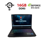 Ігровий ноутбук MSI Katana A15 AI B8VG / 15,6" (1920x1080) IPS / AMD Ryzen 9 8945HS (8 (16) ядер по 4,0 – 5,2 ГГц) / 16 ГБ DDR5 / 1000 ГБ SSD / nVidia GeForce RTX 4070, 8 ГБ GDDR6, 128-біт / Веб-камера б/в