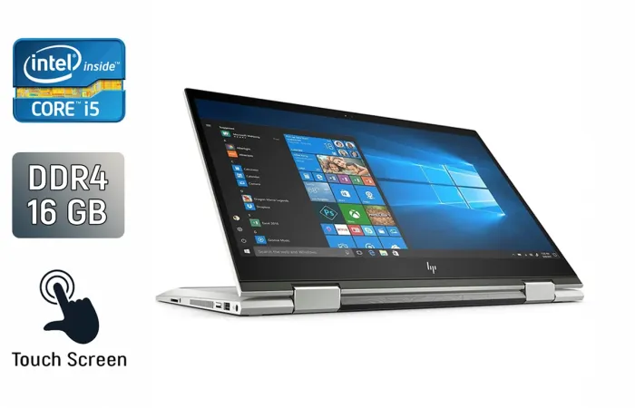 Ноутбук-трансформер Б-клас HP ENVI x360m 15m-dr0011dx / 15.6" (1920x1080) IPS Touch / Intel Core i5-8265U (4 (8) ядра по 1.6 - 3.9 GHz) / 16 GB DDR4 / 480 GB SSD / Intel UHD Graphics 620 / WebCam / TouchID / Windows 10 б/в - зображення 1