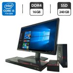 Комплект ПК: неттоп Lenovo ThinkCentre M910q Tiny USFF / Intel Core i5-7500T (4 ядра по 2.7 - 3.3 GHz) / 16 GB DDR4 / 240 GB SSD / Intel HD Graphics 630 + Монітор 24" (1920x1080) TN б/в