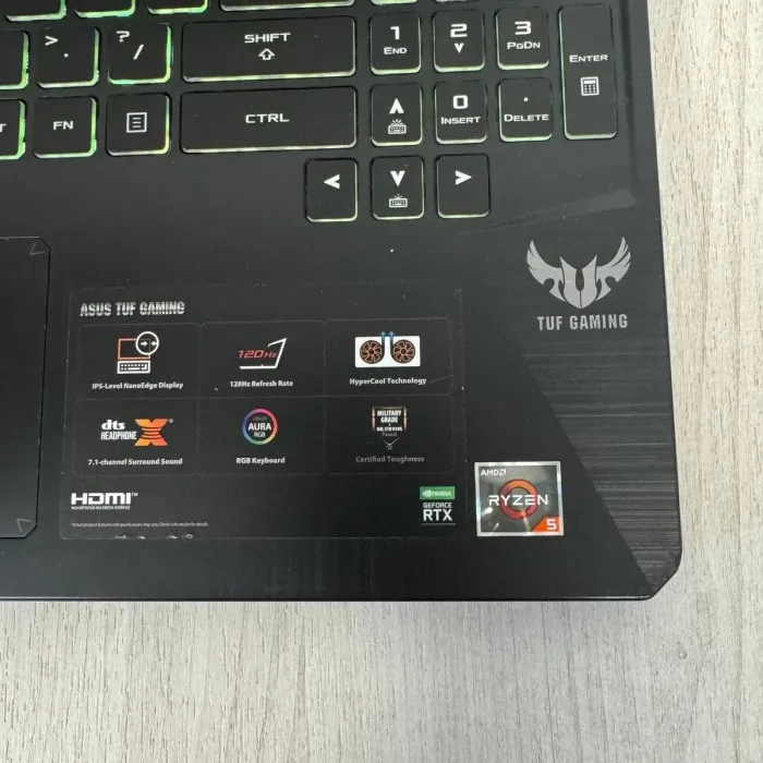 Ігровий ноутбук Б-класу Asus TUF Gaming FX505DV / 15,6" (1920x1080) IPS / AMD Ryzen 5 3550H (4 (8) ядра по 2,1 - 3,7 ГГц) / 16 ГБ DDR4 / 512 ГБ SSD / nVidia GeForce RTX 2060, 6 ГБ GDDR6, 192-біт / WebCam б/в - зображення 4