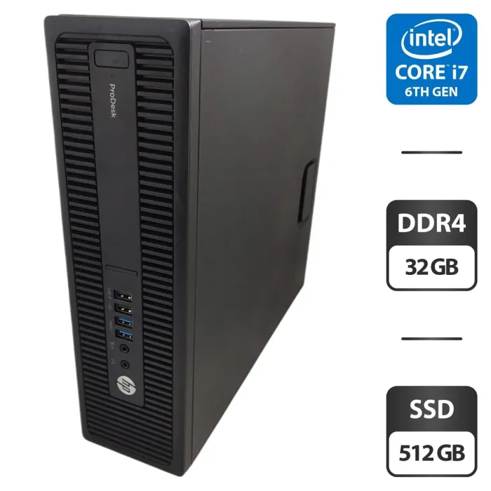 Комп'ютер HP ProDesk 600 G2 SFF / Intel Core i7-6700 (4 (8) ядра по 3,4 - 4,0 ГГц) / 32 ГБ DDR4 / 512 ГБ SSD / Intel HD Graphics 530 б/в - зображення 1