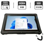 Захищений планшет Getac F110 G4 / 11.6" (1920x1080) IPS Touch / Intel Core i5-7200U (2 (4) ядра по 2.5 - 3.1 GHz) / 8 GB DDR4 / 512 GB SSD / Intel HD Graphics 620 / WebCam / Стилус / Два АКБ б/в