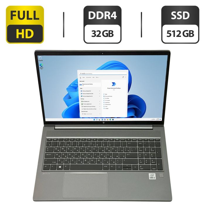 Мобільна робоча станція Б-класу HP ZBook Power G7 / 15,6" (1920x1080) IPS / Intel Core i5-10300H (4 (8) ядра по 2,5 - 4,5 ГГц) / 32 ГБ DDR4 / 512 ГБ SSD / Intel UHD Graphics / WebCam / Fingerprint / Windows 11 Pro б/в - зображення 1
