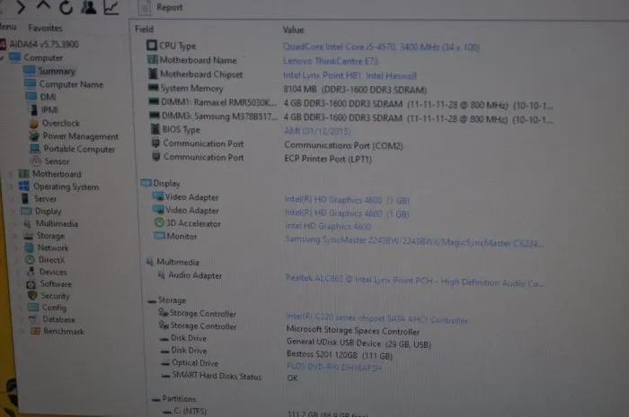 Компьютер Б-клас Lenovo ThinkCentre E73 Tower / Intel Core i5-4570 (2 (4) ядра по 3.2 - 3.6 GHz) / 8 GB DDR3 / 120 GB SSD / Intel HD Graphics 4600 / DVD-ROMб/в - зображення 8