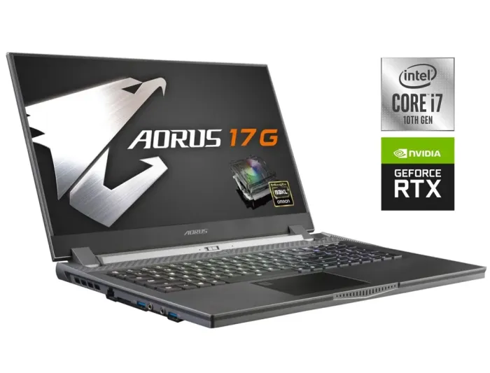 Ігровий ноутбук Б-клас Gigabyte Aorus 17G XC / 17.3" (1920x1080) IPS / Intel Core i7-10870H (8 (16) ядер по 2.2 - 5.0 GHz) / 16 GB DDR4 / 1000 GB SSD / nVidia GeForce RTX 3070, 8 GB GDDR6, 256-bit / WebCam б/в - зображення 1