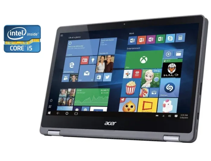 Ноутбук-трансформер Acer Aspire R5-571T / 15.6" (1920x1080) IPS Touch / Intel Core i5-7200U (2 (4) ядра по 2.5 - 3.1 GHz) / 8 GB DDR4 / 512 GB SSD / Intel HD Graphics 620 / WebCam б/в - зображення 1