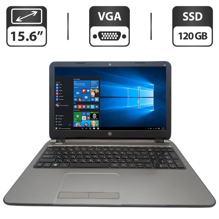 Ноутбук HP 250 G3 / 15.6" (1366x768) TN / Intel Celeron N2840 (2 ядра по 2.16 - 2.58 GHz) / 8 GB DDR3 / 120 GB SSD / Intel HD Graphics / WebCam / DVD-ROM б/в - зображення 1