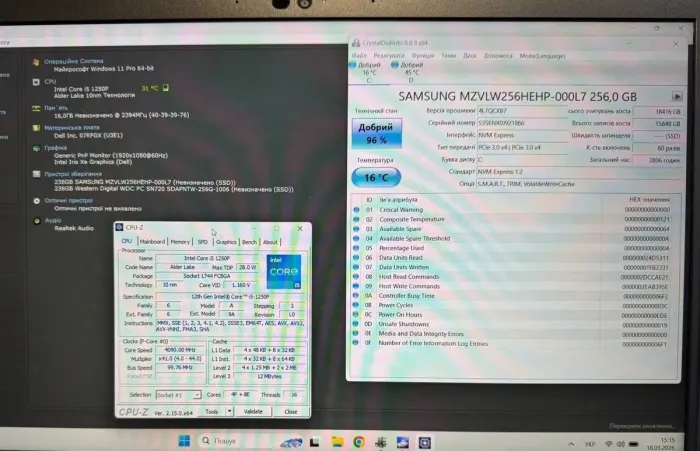 Ноутбук Dell Precision 3570 / 15.6" (1920x1080) IPS / Intel Core i5-1250P (12 (16) ядер по 3.3 - 4.4 GHz) / 16 GB DDR4 / 256 GB SSD + 256 GB SSD / Intel Iris Xe Graphics / WebCam б/в - зображення 10