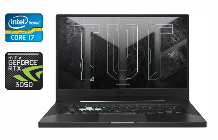 Ігровий ноутбук Б-класу Asus TUF 516 PF / 15.6" (1920x1080) IPS / Intel Core i7-11370H (4 (8) ядра по 3.0 - 4.8 GHz) / 24 GB DDR4 / 1000 GB SSD / nVidia GeForce RTX 3050, 4 GB GDDR6, 128-bit / HDMI / Windows 11 б/в - зображення 1