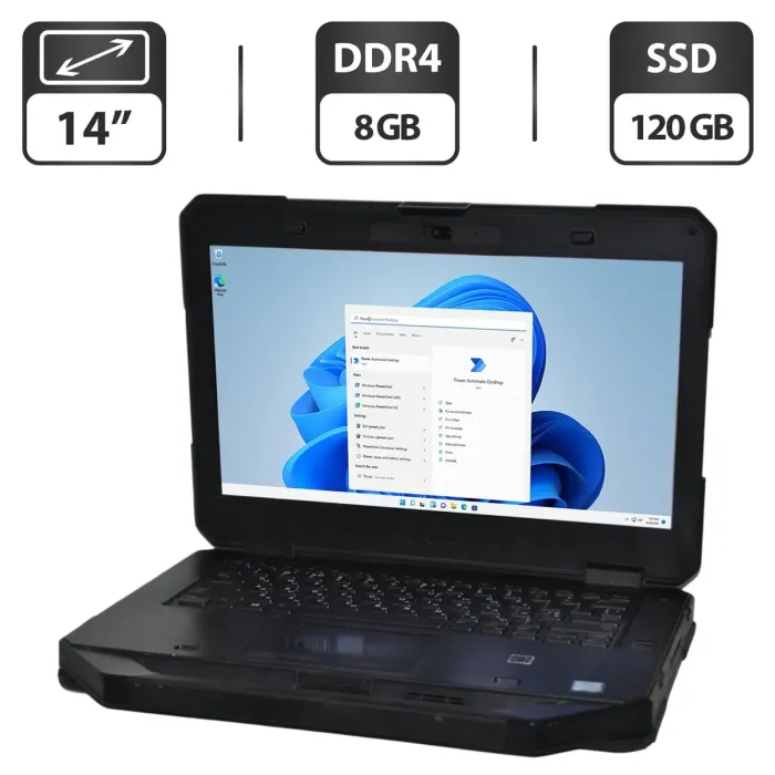 Захищений ноутбук Б-клас Dell Latitude 5414 Rugged / 14" (1366x768) TN / Intel Core i5-6300U (2 (4) ядра по 2.4 - 3.0 GHz) / 8 GB DDR4 / 120 GB SSD / Intel HD Graphics 520 / WebCam / Windows 11 Pro б/в - зображення 1