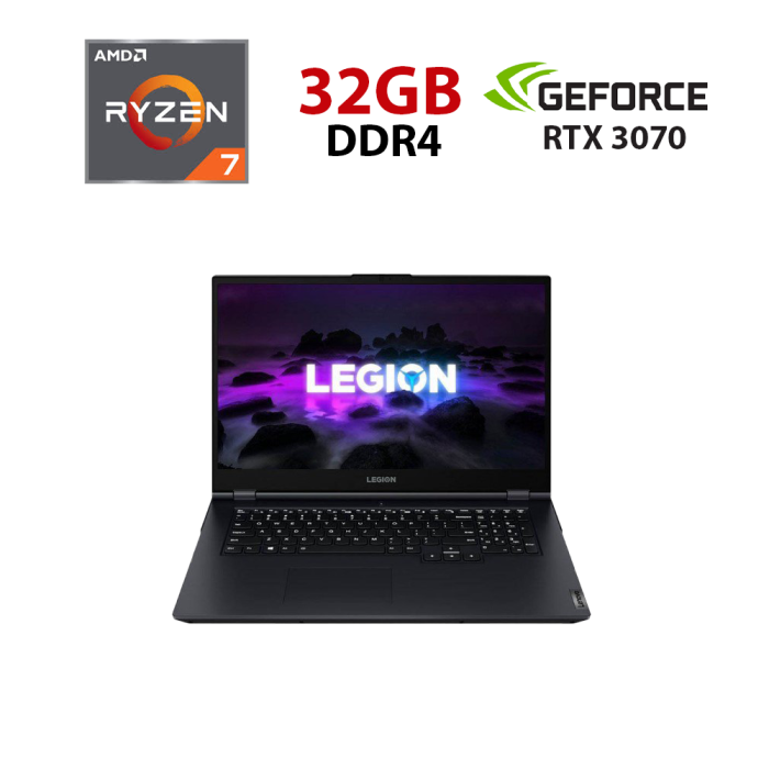 Ігровий ноутбук Lenovo Legion 5 17ACH6H / 17,3" (1920x1080) IPS / AMD Ryzen 7 5800H (8 (16) ядер 3.2 - 4.4 GHz) / 32 GB DDR4 / 480 GB SSD / nVidia GeForce RTX 3070, 8 GB GDDR6, 256-bit / WebCam б/в - зображення 1