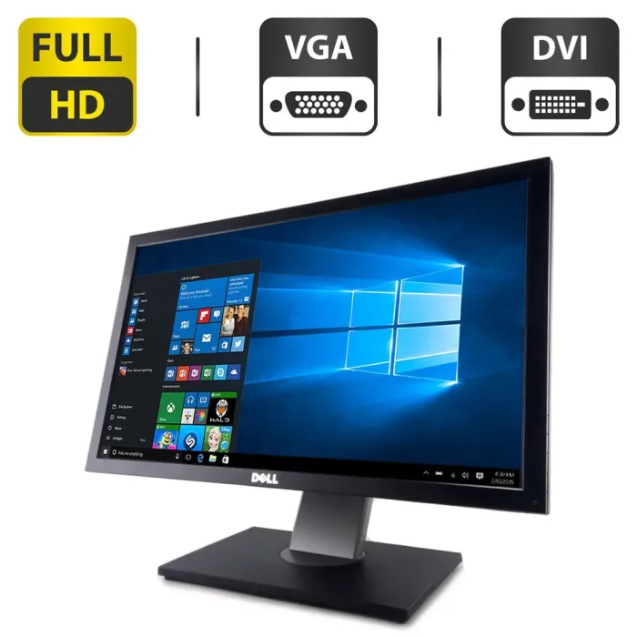 Монітор Dell P2211H/22" (1920x1080) TN/VGA, DVI, USB-Hub + Кабель живлення б/в - зображення 1