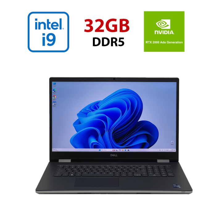 Ігровий ультрабук Dell Precision 7780 / 17,3" (1920x1080) IPS / Intel Core i9-13950HX (24 (32) ядра по 2,2 - 5,5 ГГц) / 32 ГБ DDR5 / 1920 ГБ SSD / nVidia RTX 2000 Ada, 8 ГБ GDDR6, 128-біт / WebCam б/в - зображення 1