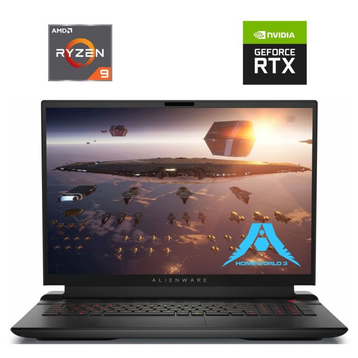 Ігровий ноутбук Б-класу Dell Alienware m18 R1 / 18" (1920x1200) IPS / AMD Ryzen 9 7845HX (12 (24) ядер по 3,0 - 5,2 ГГц) / 16 ГБ DDR5 / 512 ГБ SSD NVMe / nVidia GeForce RTX 4070, 8 ГБ GDDR6, 128-біт / Веб-камера б/в - зображення 1