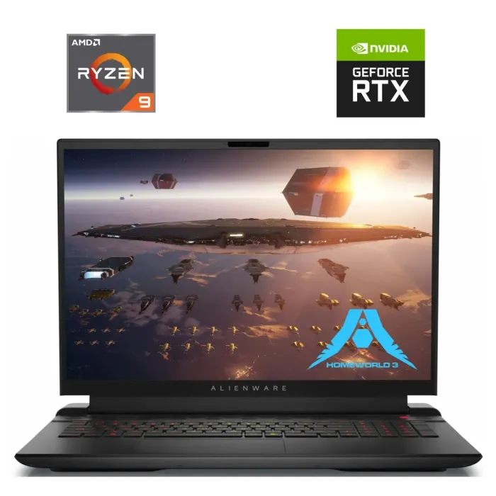 Ігровий ноутбук Б-класу Dell Alienware m18 R1 / 18" (1920x1200) IPS / AMD Ryzen 9 7845HX (12 (24) ядер по 3,0 - 5,2 ГГц) / 16 ГБ DDR5 / 512 ГБ SSD NVMe / nVidia GeForce RTX 4070, 8 ГБ GDDR6, 128-біт / Веб-камера б/в - зображення 1