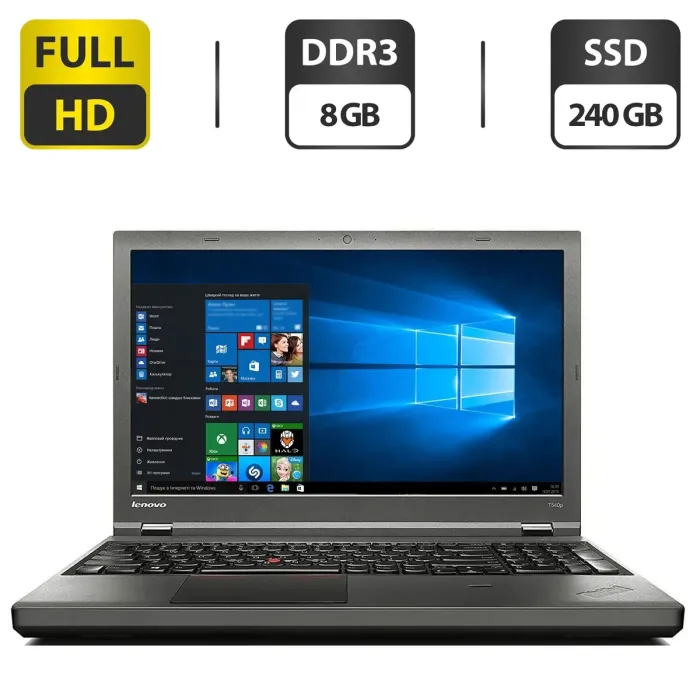 Ноутбук Б-клас Lenovo ThinkPad T540p / 15.6" (1920x1080) TN / Intel Core i7-4600M (2 (4) ядра по 2.9 - 3.6 GHz) / 8 GB DDR3 / 240 GB SSD / Intel HD Graphics 4600 / DVD-ROM / VGA б/в - зображення 1